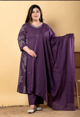 Elegant Purple Salwar Suit with mirror work